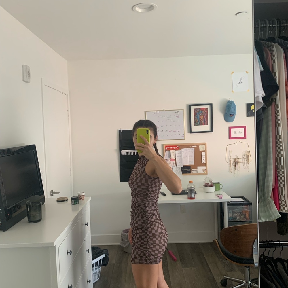 Checkered Mini Ruffled Dress - Picture 5 of 5